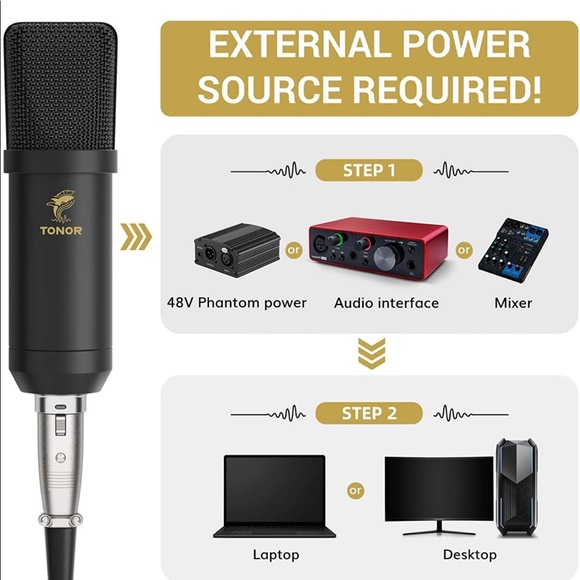 XLR Condenser Microphone, TONOR Professional Cardioid Studio Mic Kit - Picture 6 of 6